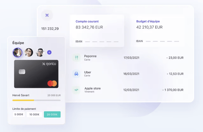 Gestion des dépenses équipe Qonto - New Financer