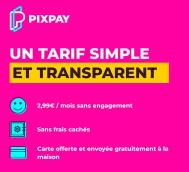 Banque Pixpay tarifs - New Financer