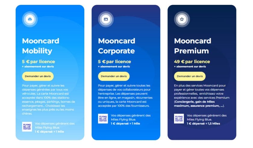 la carte Mooncard tarifs - New Financer